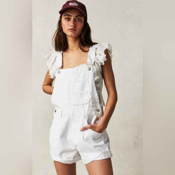 Free People Pants - Free People Ziggy Shortalls Optic White Size M We The Free